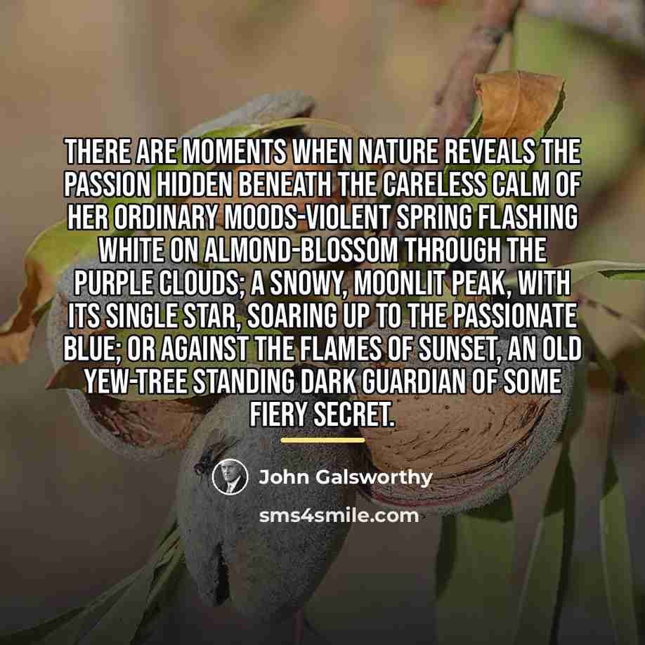 “There are moments when Nature reveals the passion hidden beneath…” quote by John Galsworthy