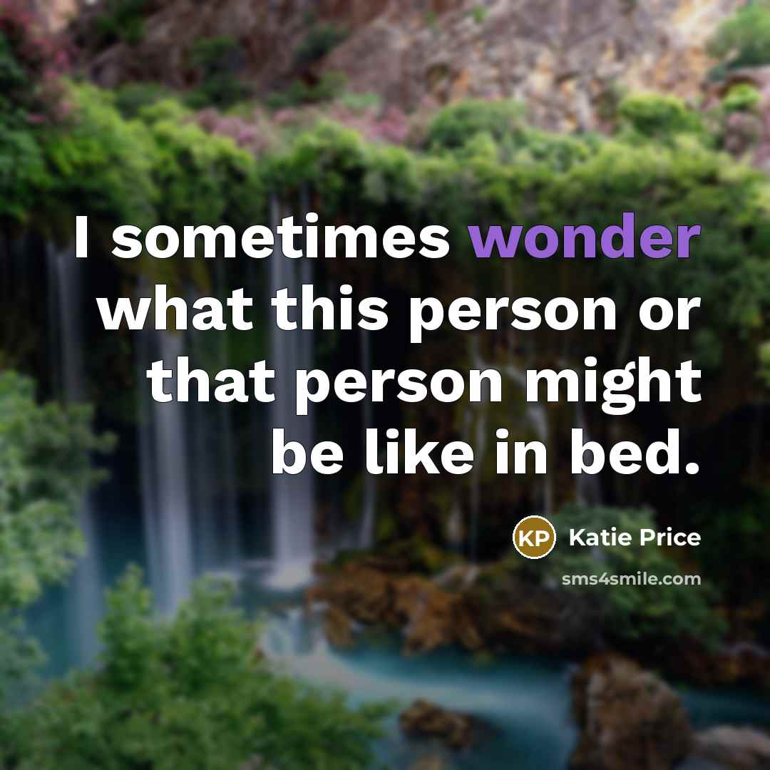 “I sometimes wonder what this person or that person might…” quote by Katie Price
