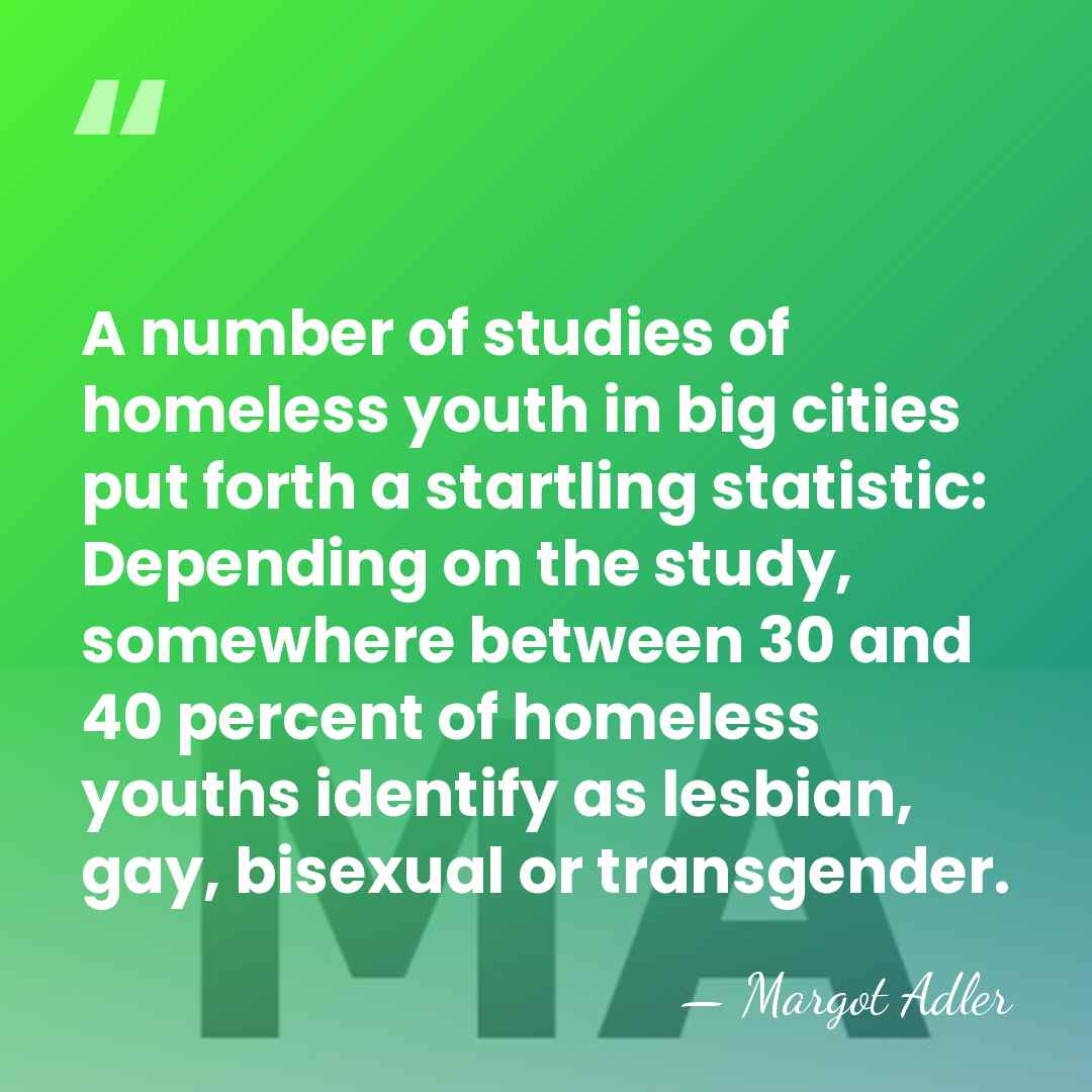 A number of studies of homeless youth in big cities put forth&hellip; - Margot Adler