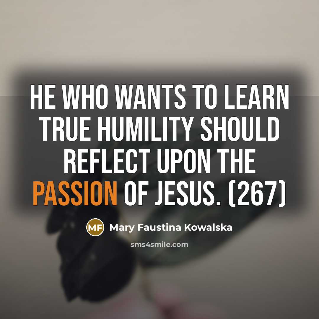 “He who wants to learn true humility should reflect upon…” quote by Mary Faustina Kowalska