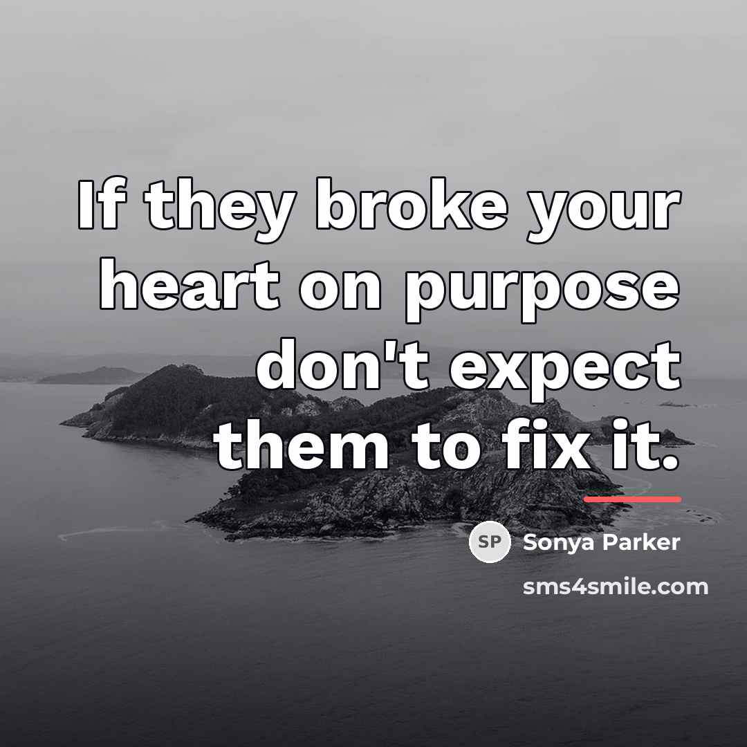 “If they broke your heart on purpose don't expect them…” quote by SONYA PARKER