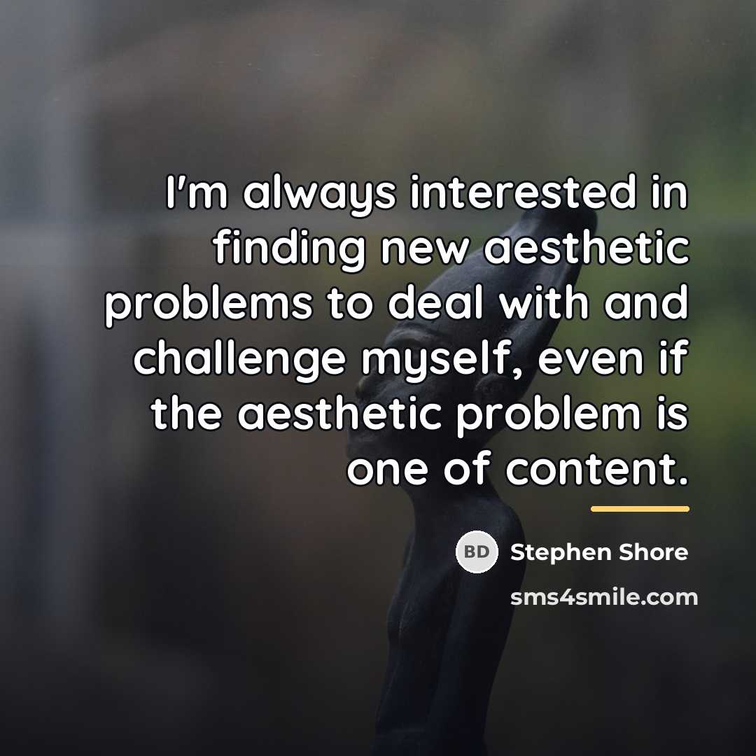 “I'm always interested in finding new aesthetic problems to deal…” quote by Stephen Shore