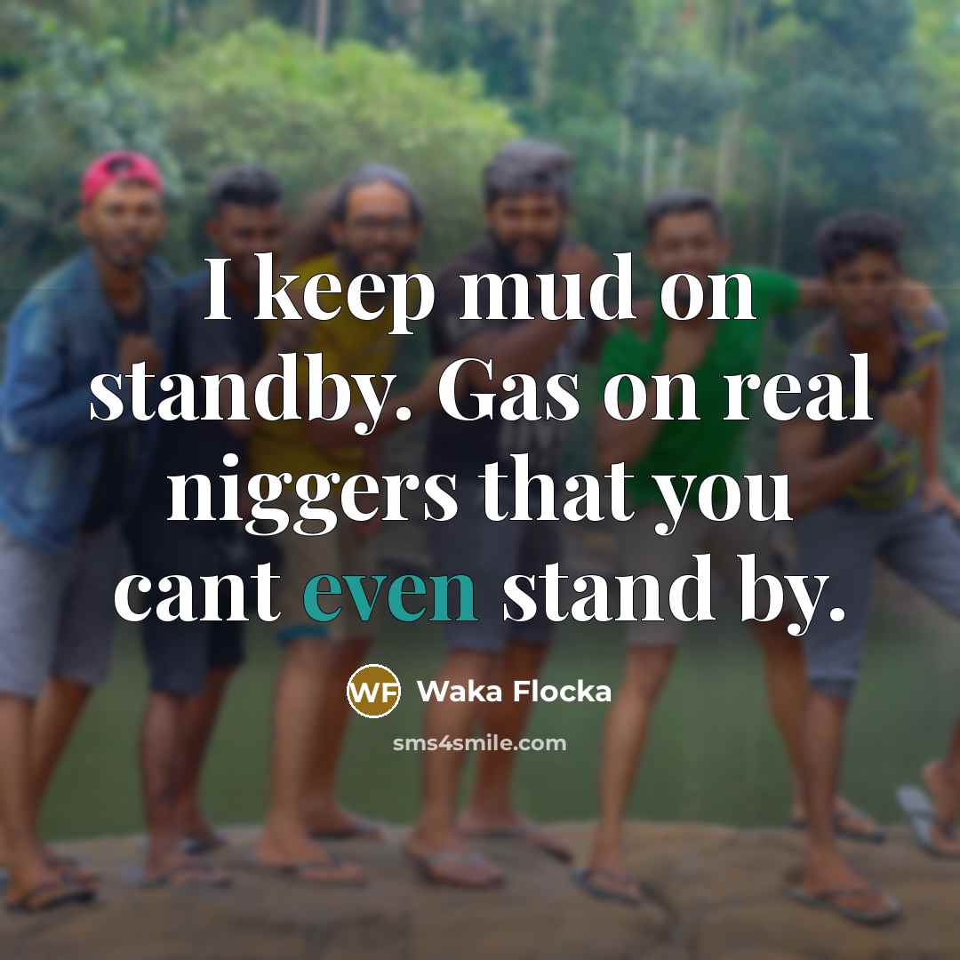 “I keep mud on standby. Gas on real niggers that you cant even stand by.” quote by Waka Flocka