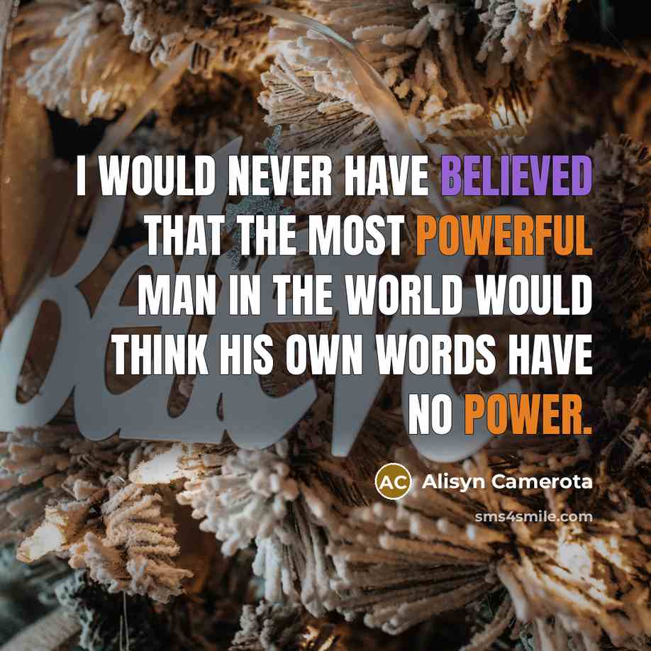 “I would never have believed that the most powerful man in the world would think his own words have no power.” quote by Alisyn Camerota