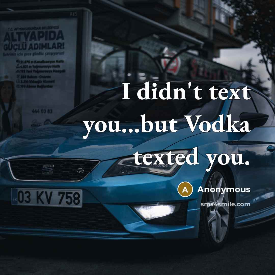 “I didn't text you...but Vodka texted you.…” quote by Anonymous