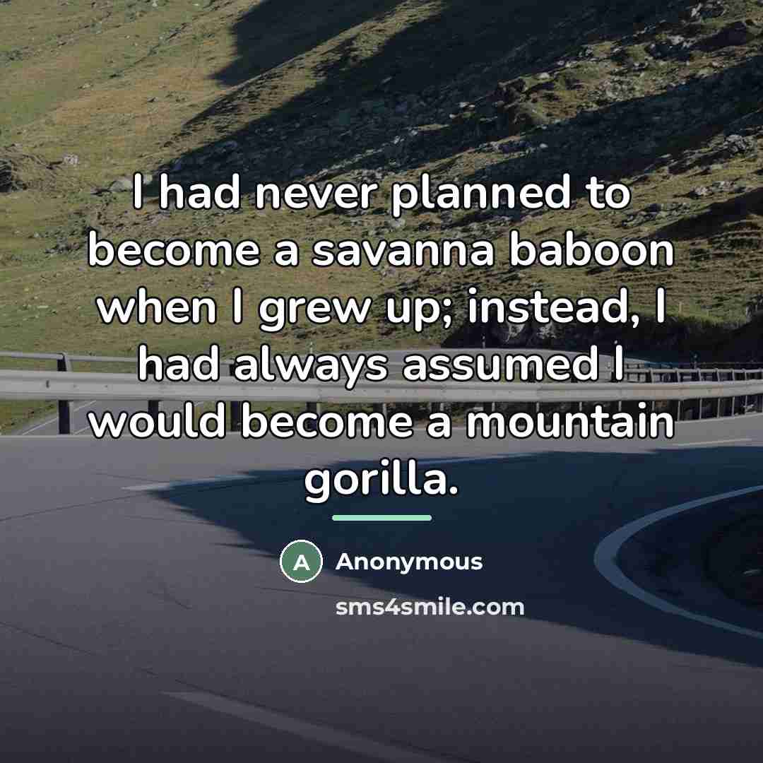 “I had never planned to become a savanna baboon when…” quote by Anonymous