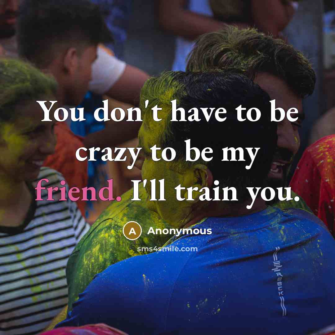 “You don't have to be crazy to be my friend.…” quote by Anonymous