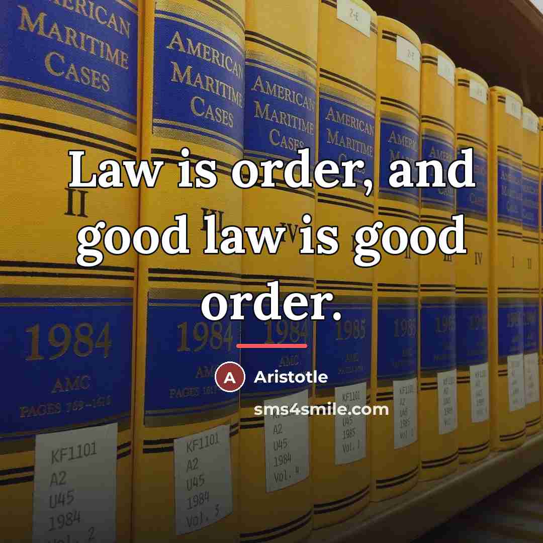 “Law is order, and good law is good order.…” quote by Aristotle