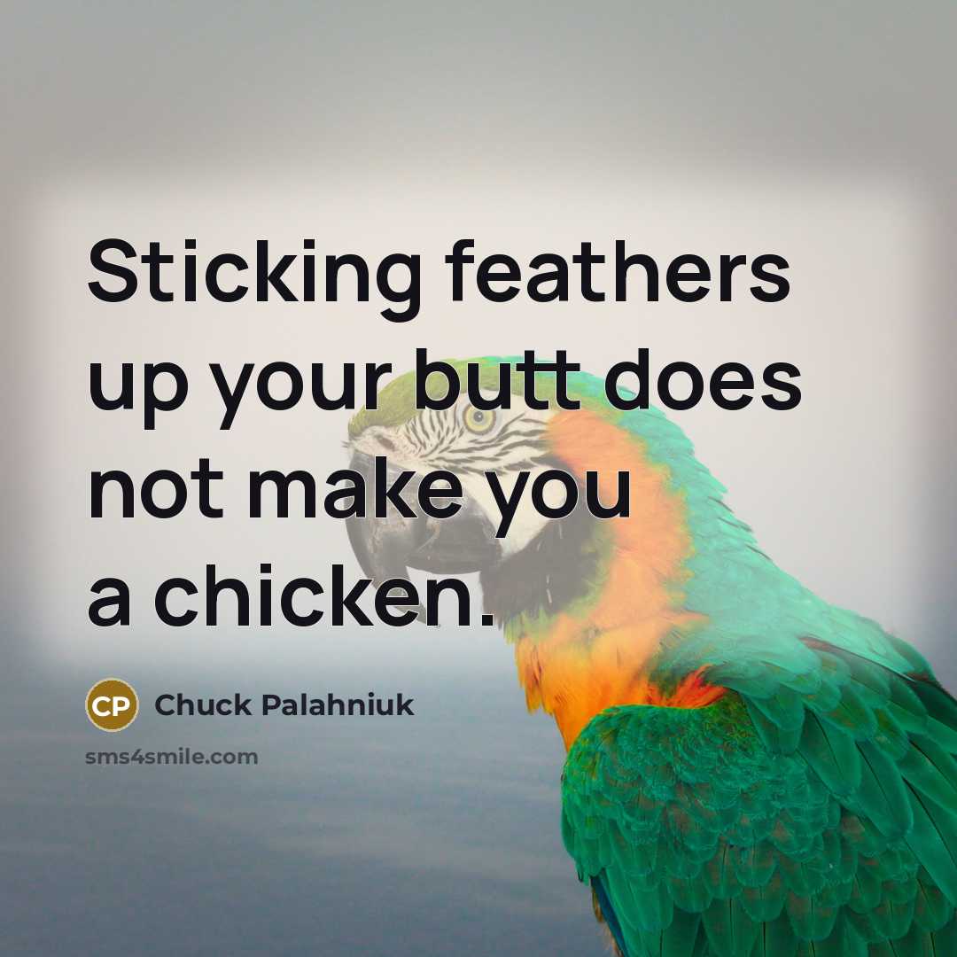 “Sticking feathers up your butt does not make you a…” quote by Chuck Palahniuk