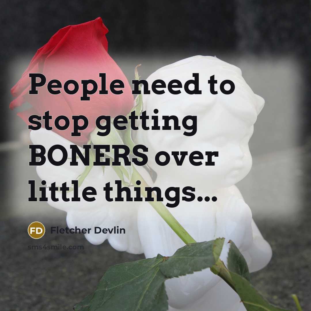 “People need to stop getting BONERS over little things...” quote by Fletcher Devlin