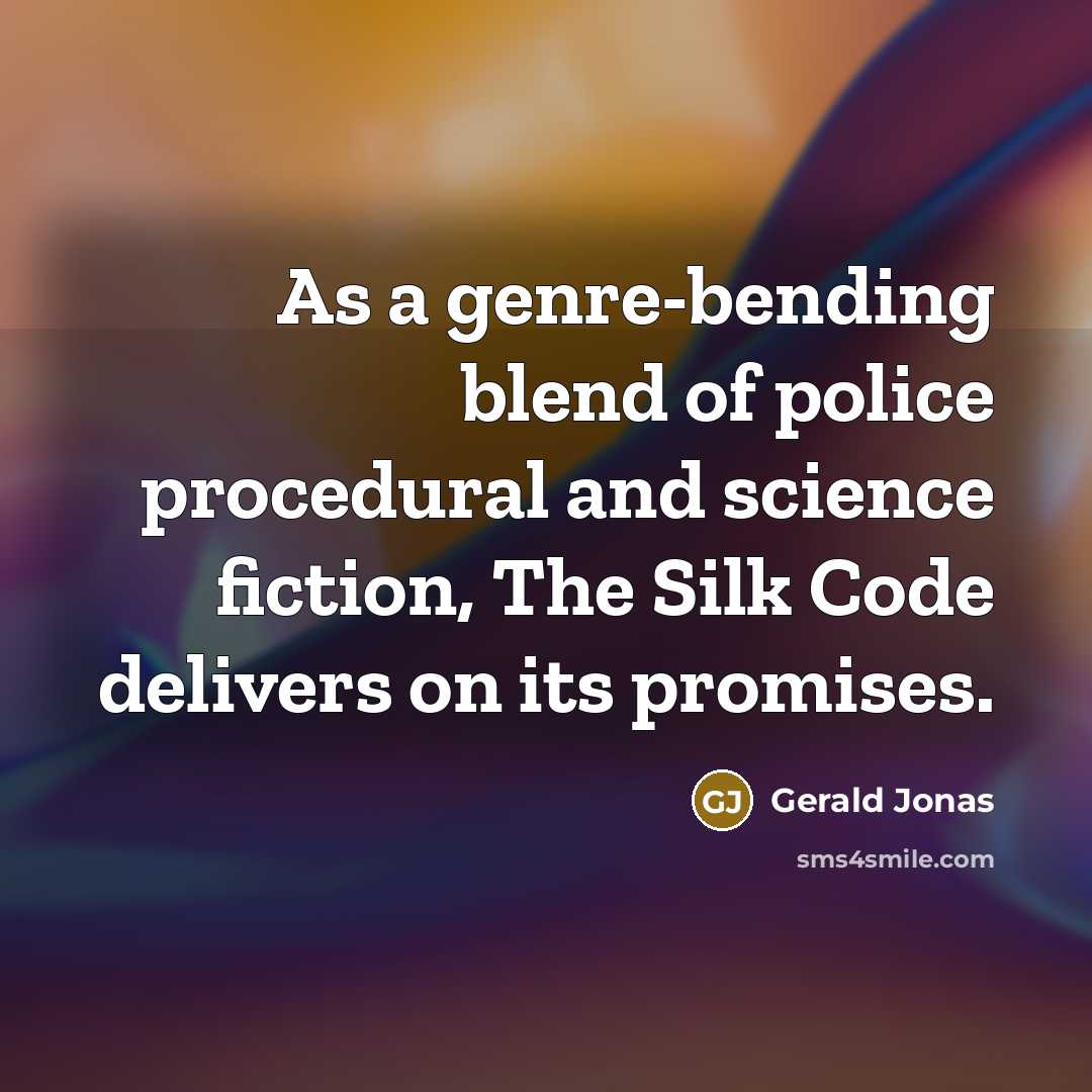 “As a genre-bending blend of police procedural and science fiction,…” quote by Gerald Jonas