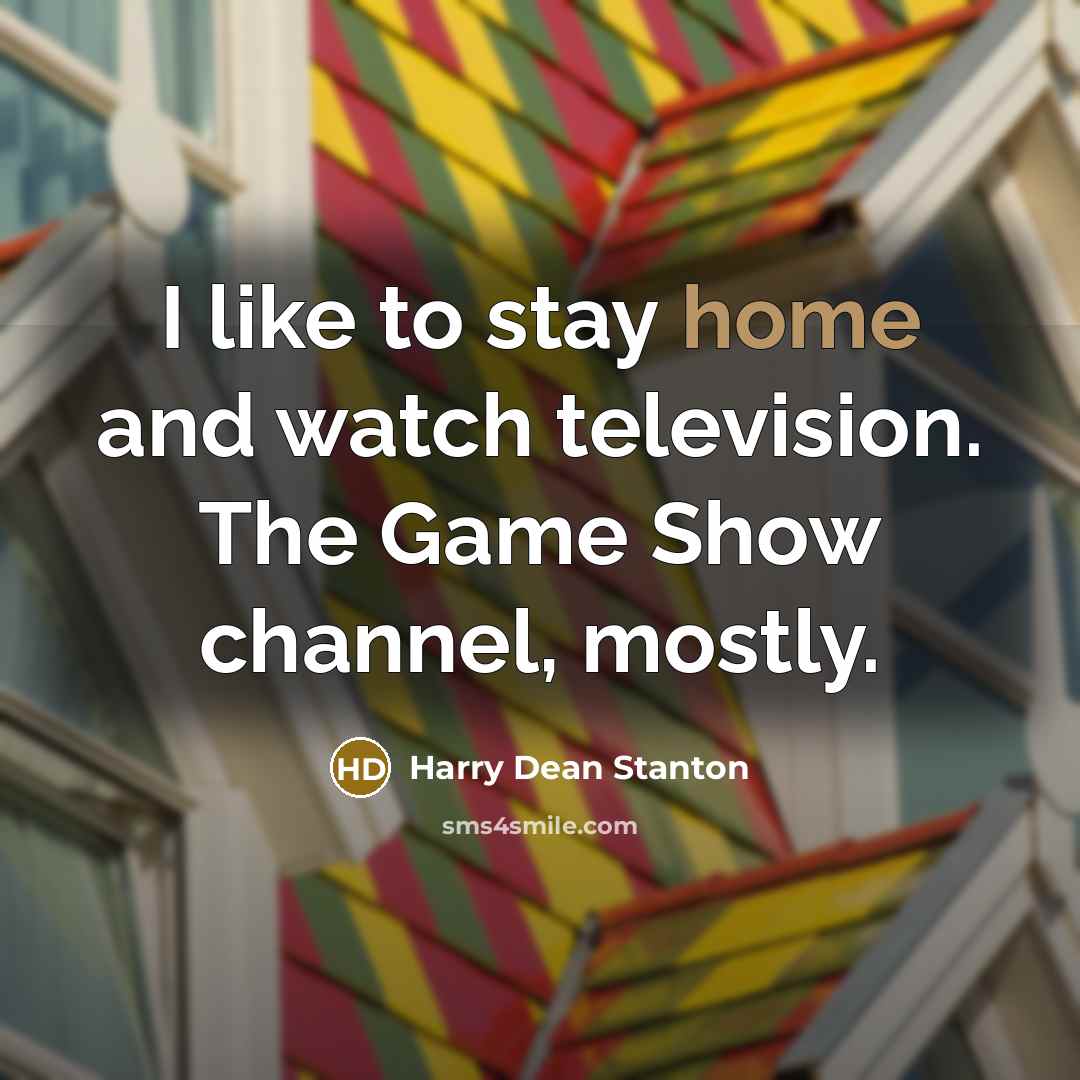 “I like to stay home and watch television. The Game…” quote by Harry Dean Stanton