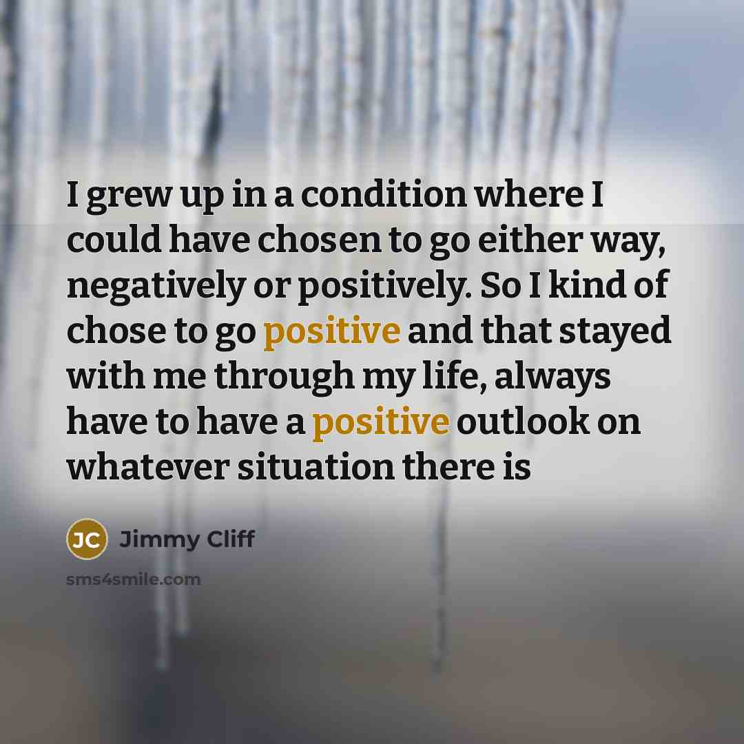 “I grew up in a condition where I could have…” quote by Jimmy Cliff