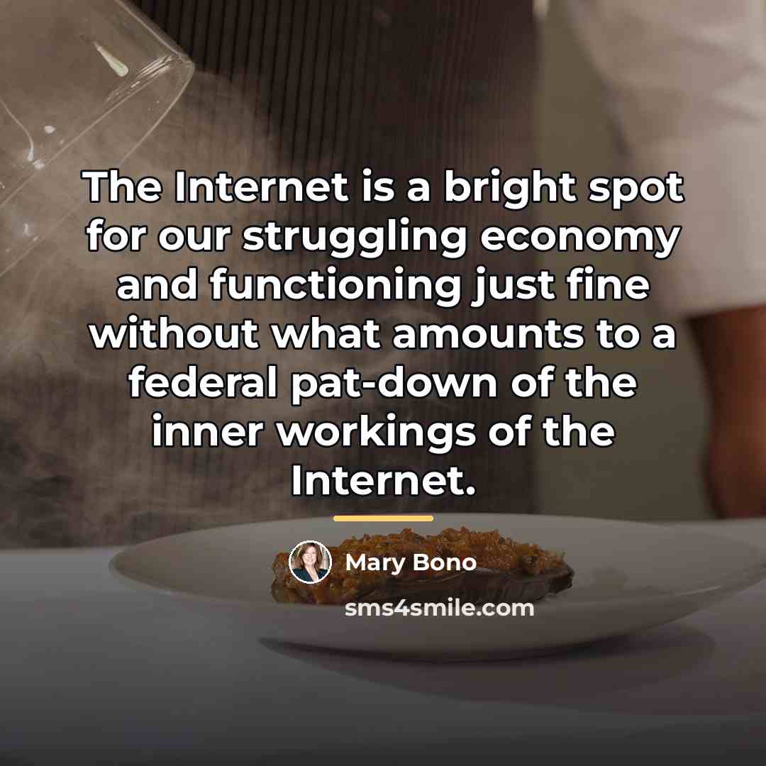 “The Internet is a bright spot for our struggling economy…” quote by Mary Bono