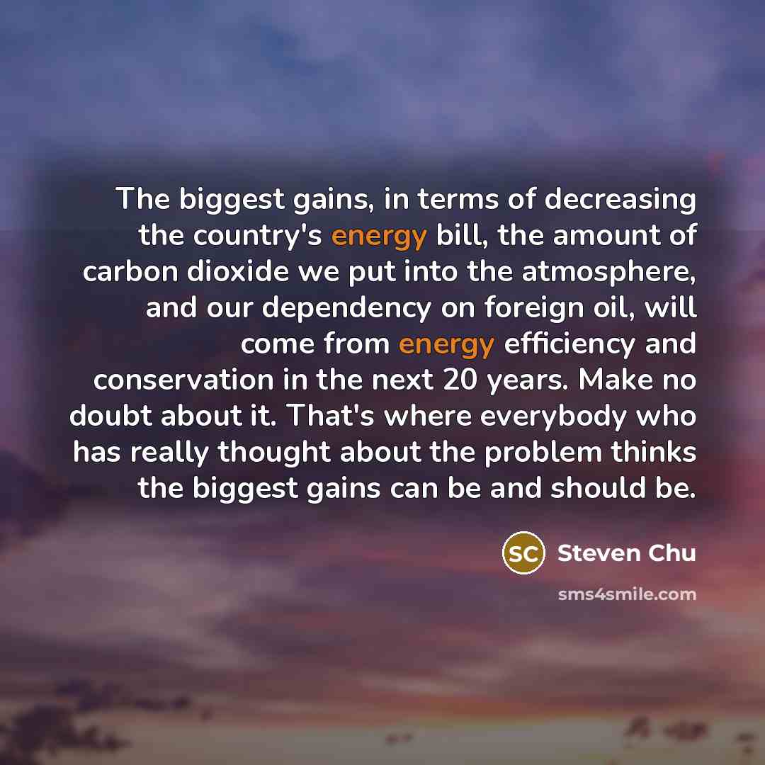 “The biggest gains, in terms of decreasing the country's energy…” quote by Steven Chu