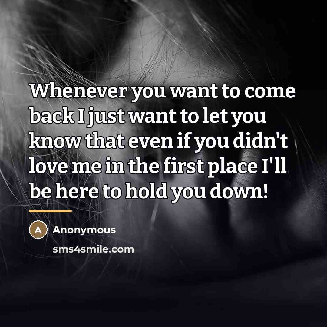 “Whenever you want to come back I just want to…” quote by Anonymous