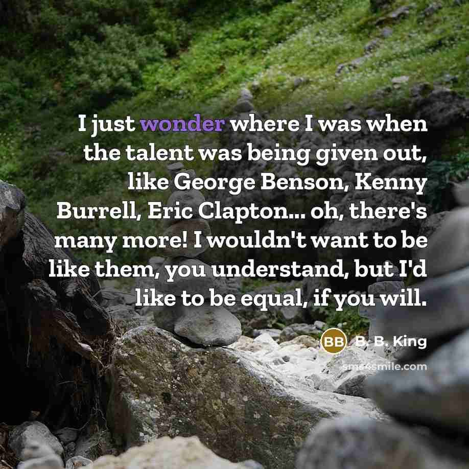 “I just wonder where I was when the talent was…” quote by B. B. King