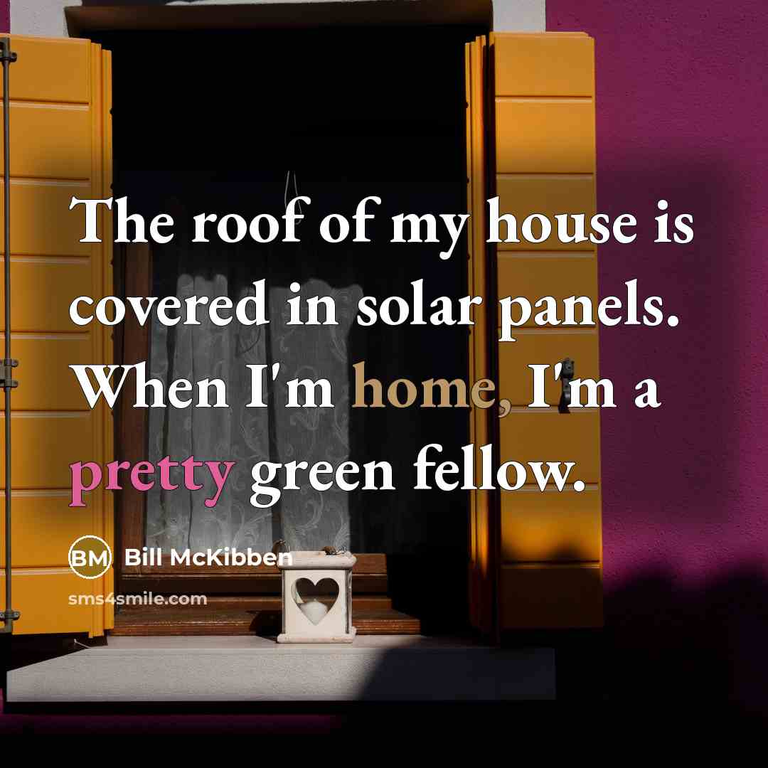 “The roof of my house is covered in solar panels.…” quote by Bill McKibben