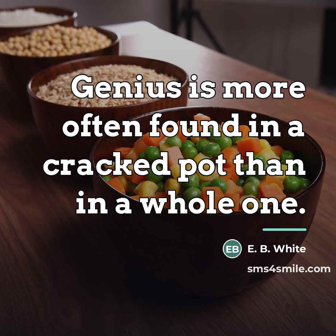 “Genius is more often found in a cracked pot than…” quote by E. B. White