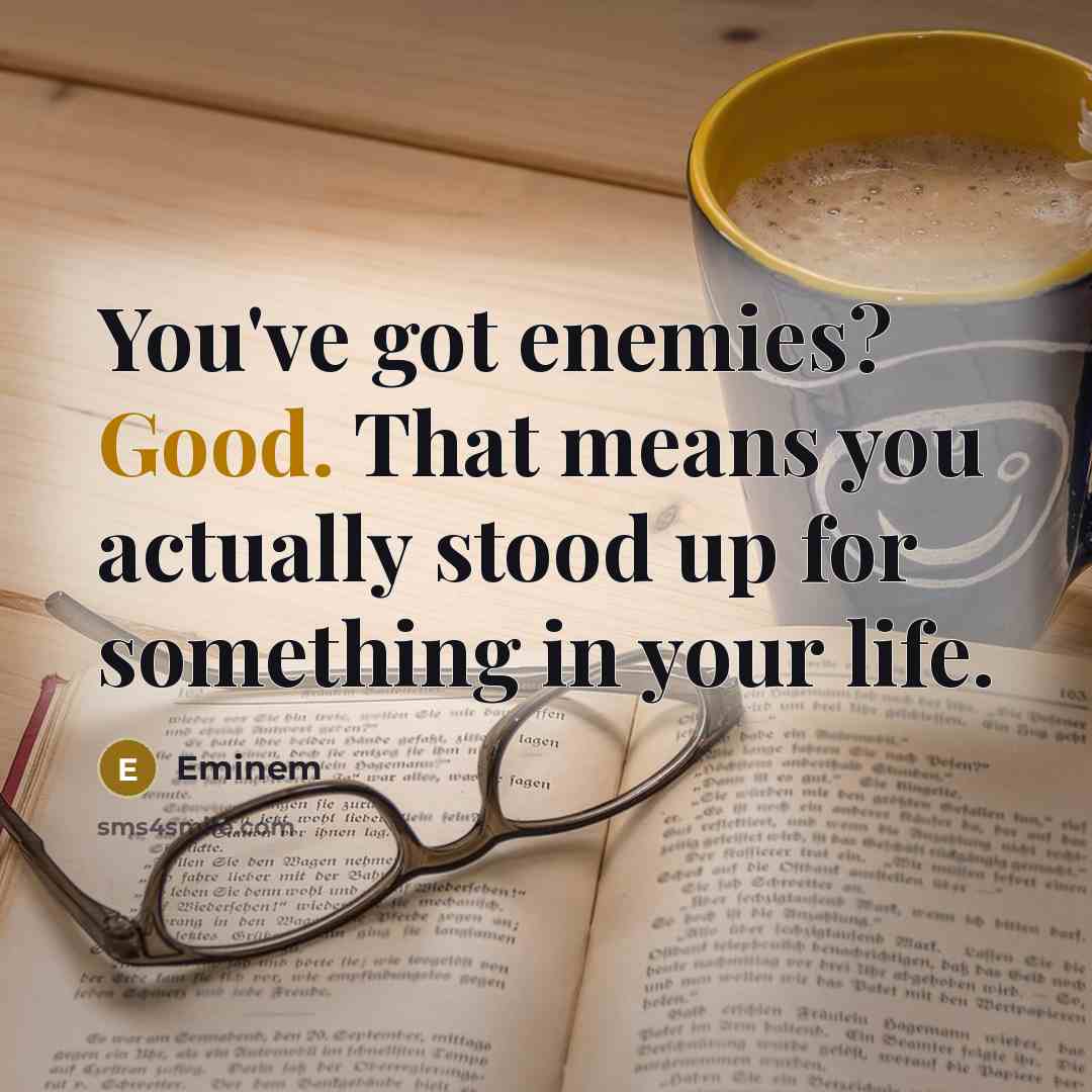 “You've got enemies? Good. That means you actually stood up for something in your life.” quote by Eminem