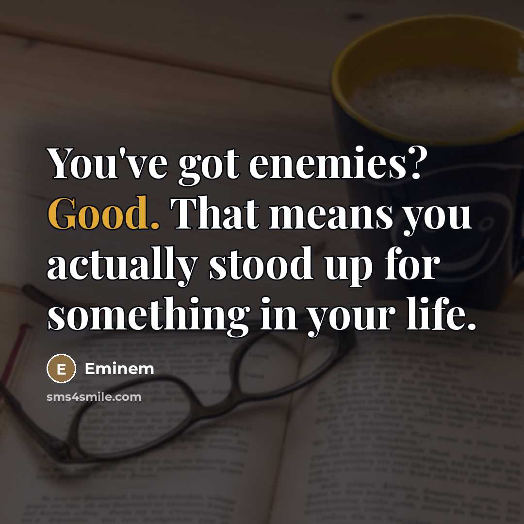“You've got enemies? Good. That means you actually stood up…” quote by Eminem