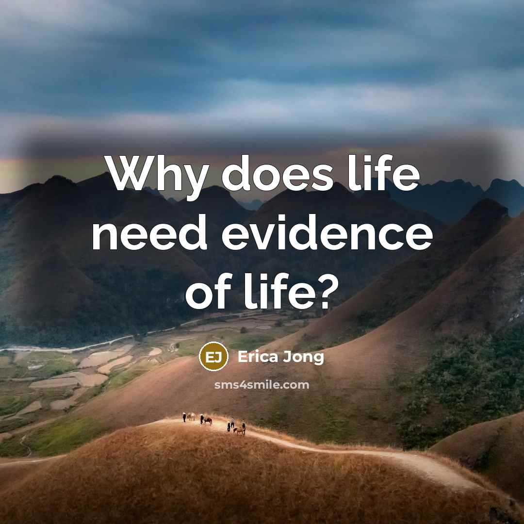 “Why does life need evidence of life?…” quote by Erica Jong