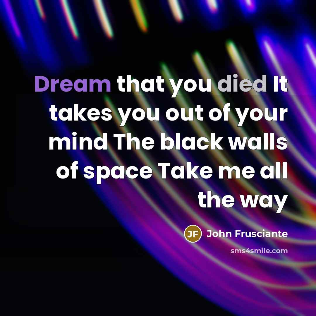 “Dream that you died It takes you out of your…” quote by John Frusciante