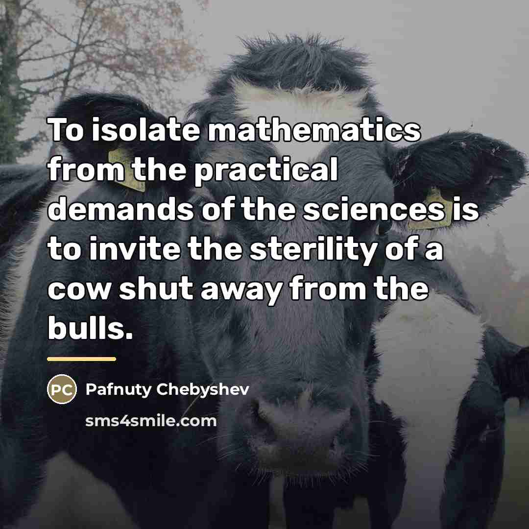 “To isolate mathematics from the practical demands of the sciences…” quote by Pafnuty Chebyshev