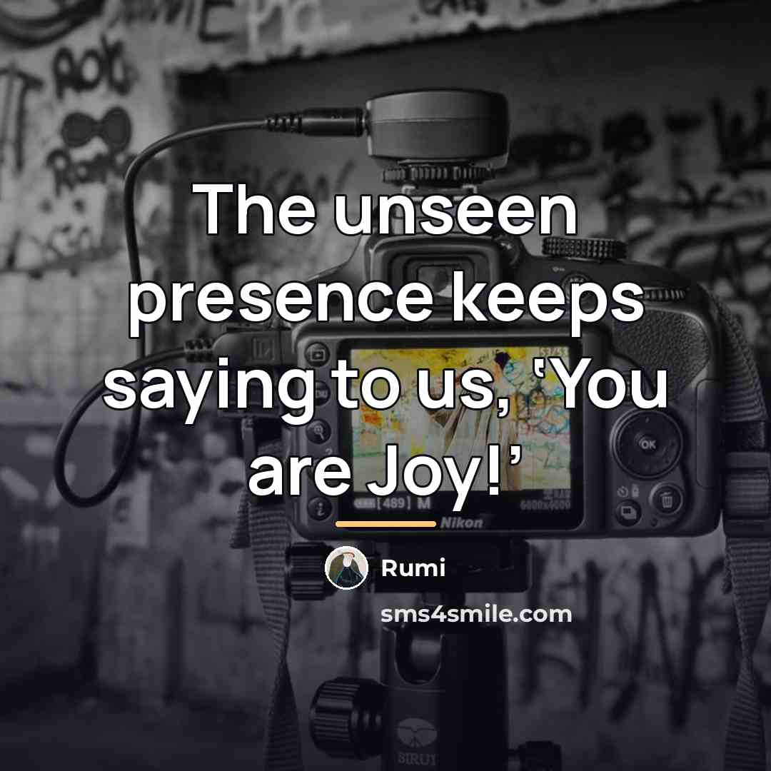 “The unseen presence keeps saying to us, ‘You are Joy!’…” quote by Rumi