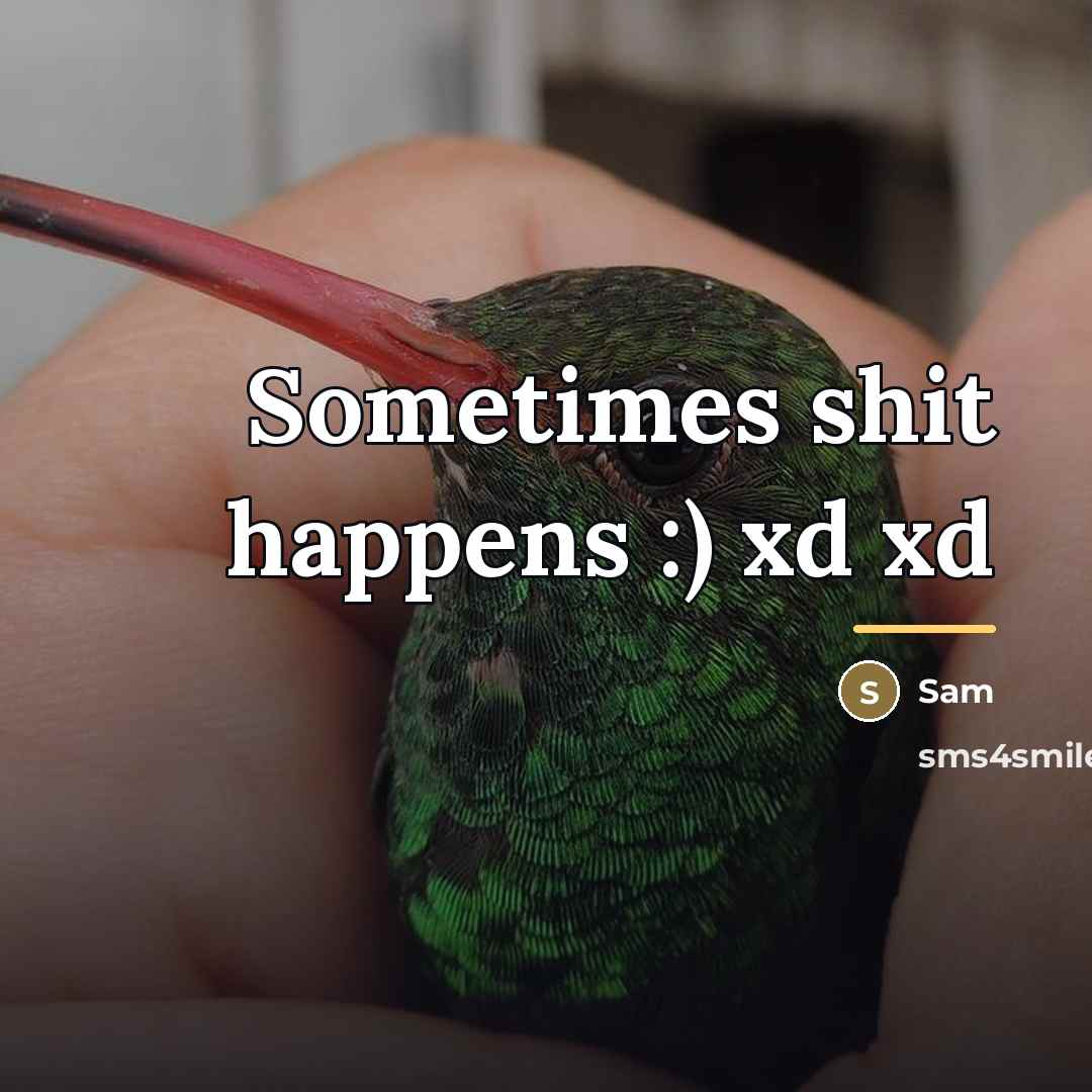 “Sometimes shit happens :) xd xd…” quote by Sam