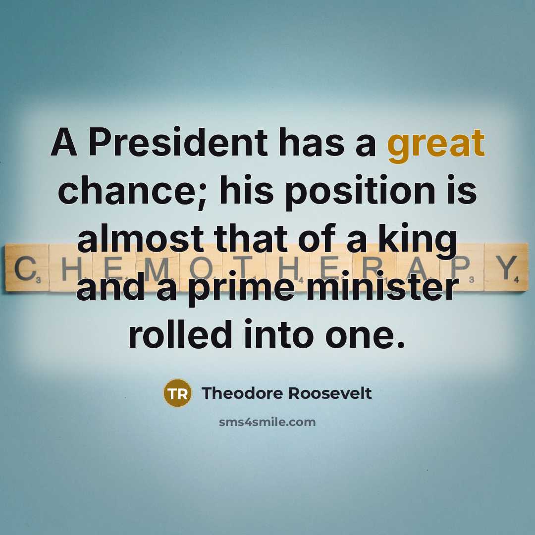 “A President has a great chance; his position is almost…” quote by Theodore Roosevelt