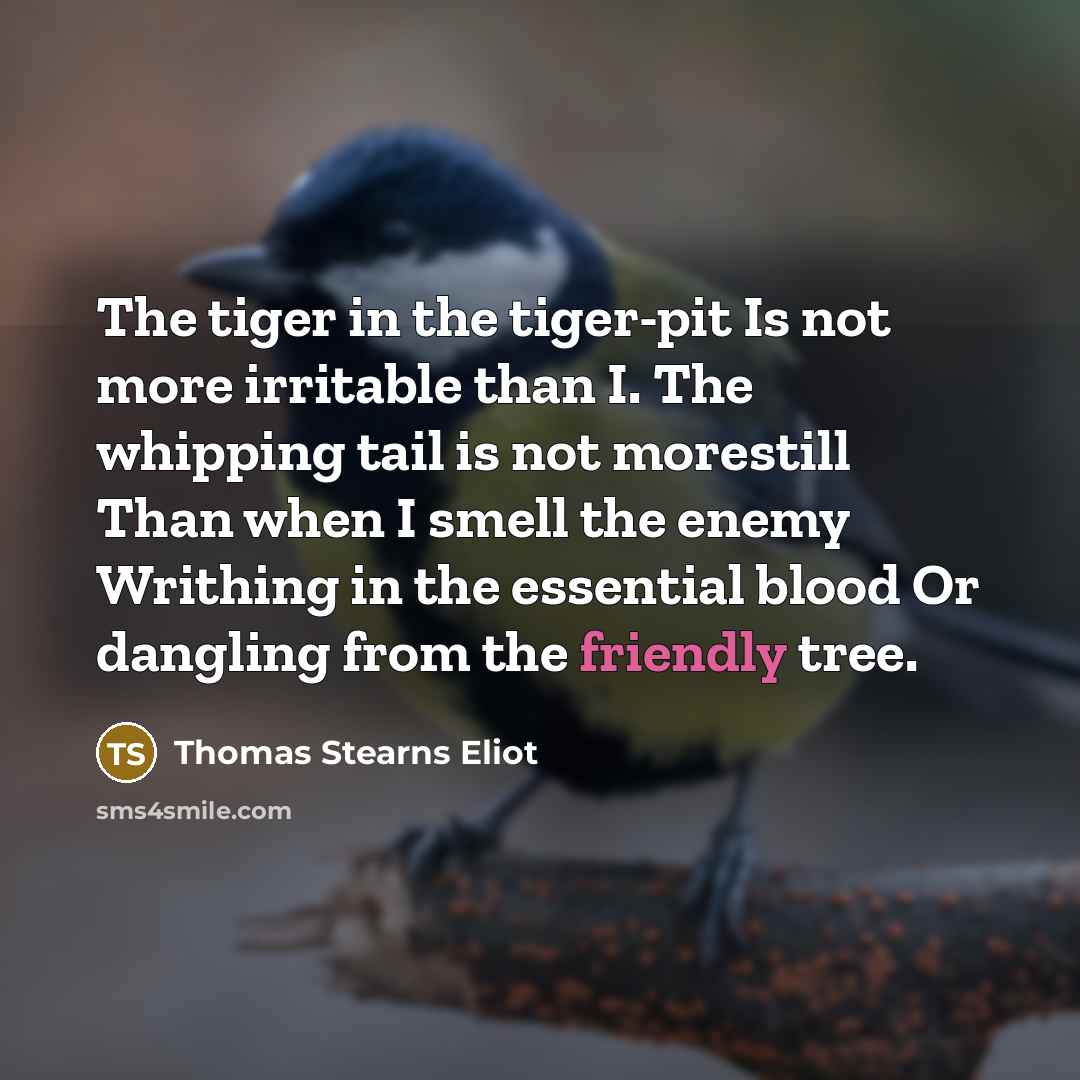 “The tiger in the tiger-pit Is not more irritable than…” quote by Thomas Stearns Eliot