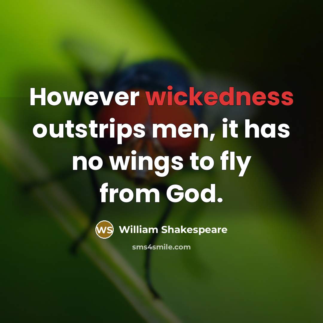 “However wickedness outstrips men, it has no wings to fly…” quote by William Shakespeare