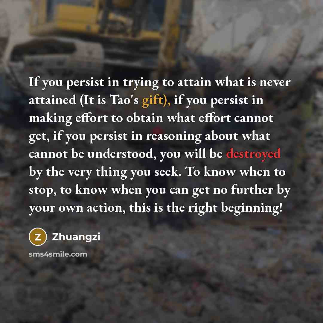 “If you persist in trying to attain what is never…” quote by Zhuangzi