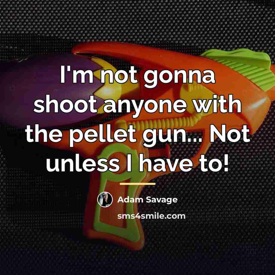 “I'm not gonna shoot anyone with the pellet gun... Not…” quote by Adam Savage