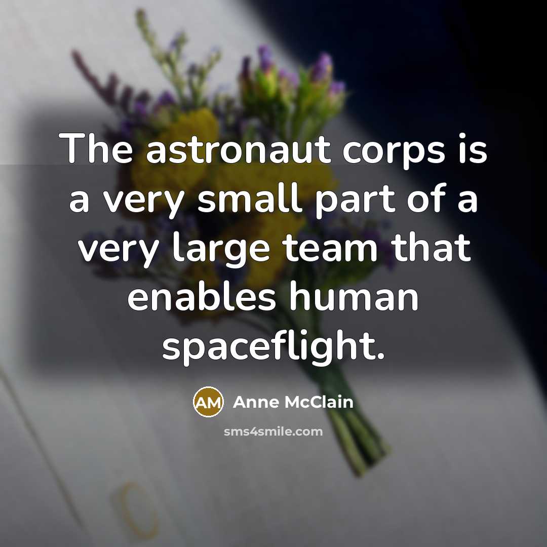 “The astronaut corps is a very small part of a…” quote by Anne McClain