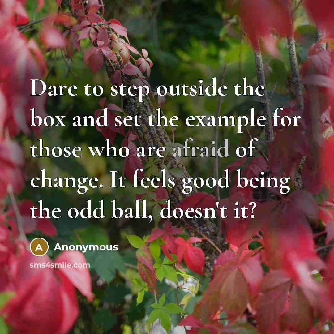 “Dare to step outside the box and set the example…” quote by Anonymous