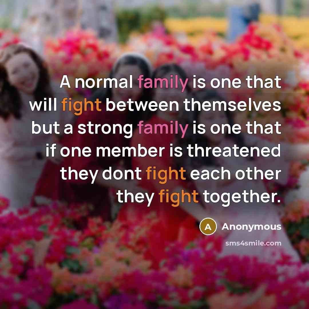 “A normal family is one that will fight between themselves…” quote by Anonymous