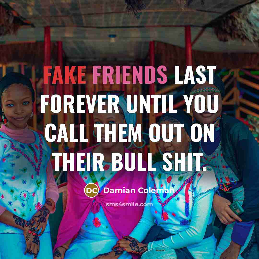 “Fake friends last forever until you call them out on their bull shit.” quote by Damian Coleman