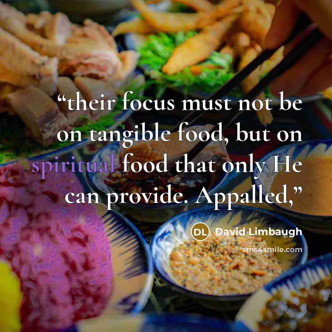 “their focus must not be on tangible food, but on spiritual food that only He can provide. Appalled,” quote by David Limbaugh