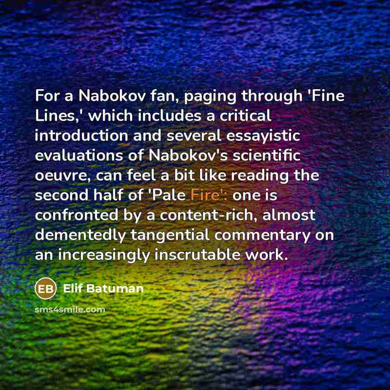 “For a Nabokov fan, paging through 'Fine Lines,' which includes…” quote by Elif Batuman