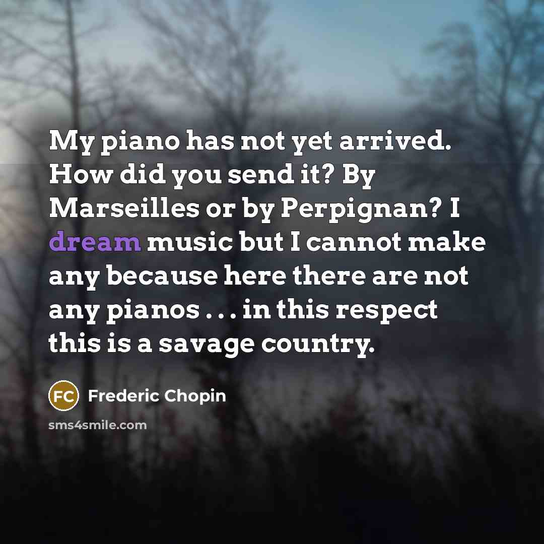 “My piano has not yet arrived. How did you send…” quote by Frederic Chopin