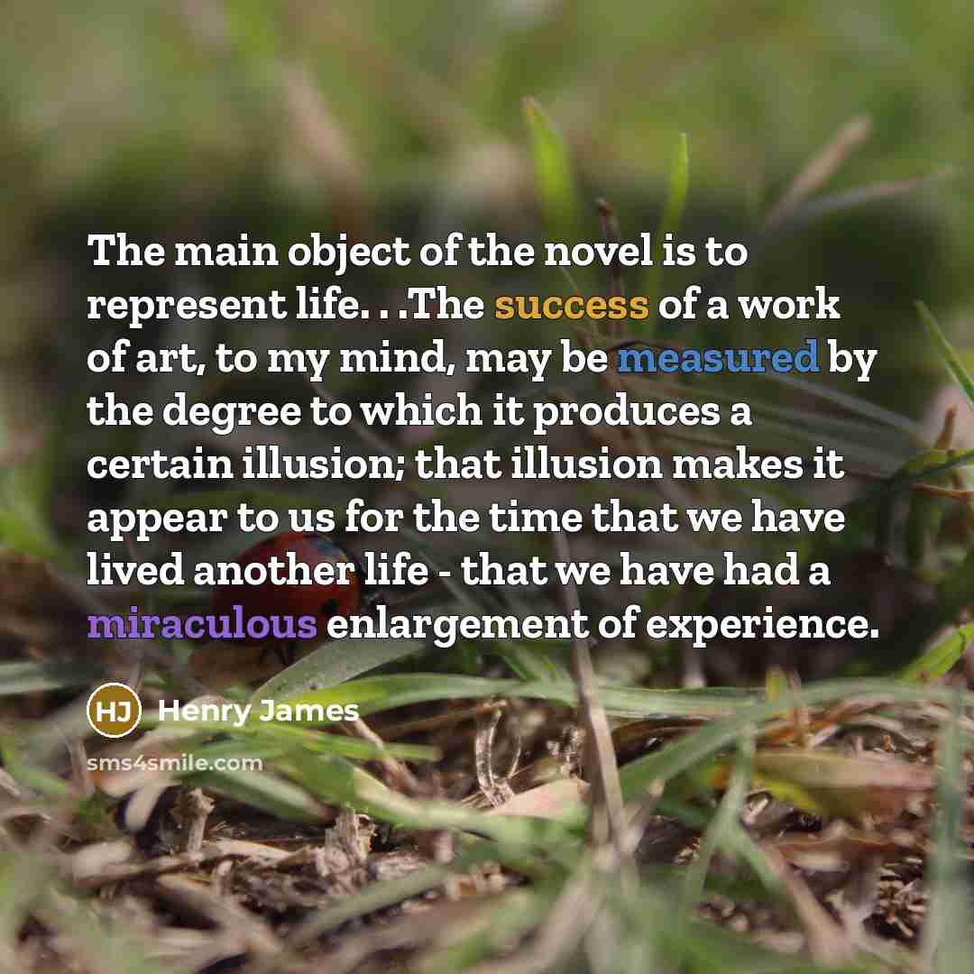 “The main object of the novel is to represent life.…” quote by Henry James
