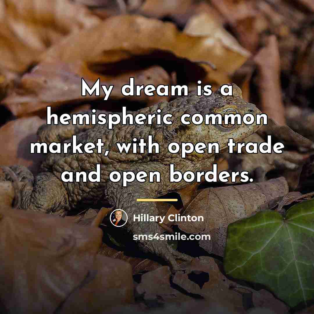 “My dream is a hemispheric common market, with open trade…” quote by Hillary Clinton