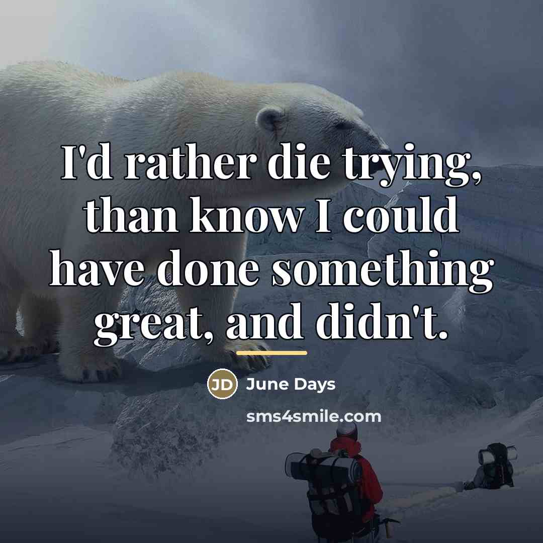 “I'd rather die trying, than know I could have done…” quote by June Days