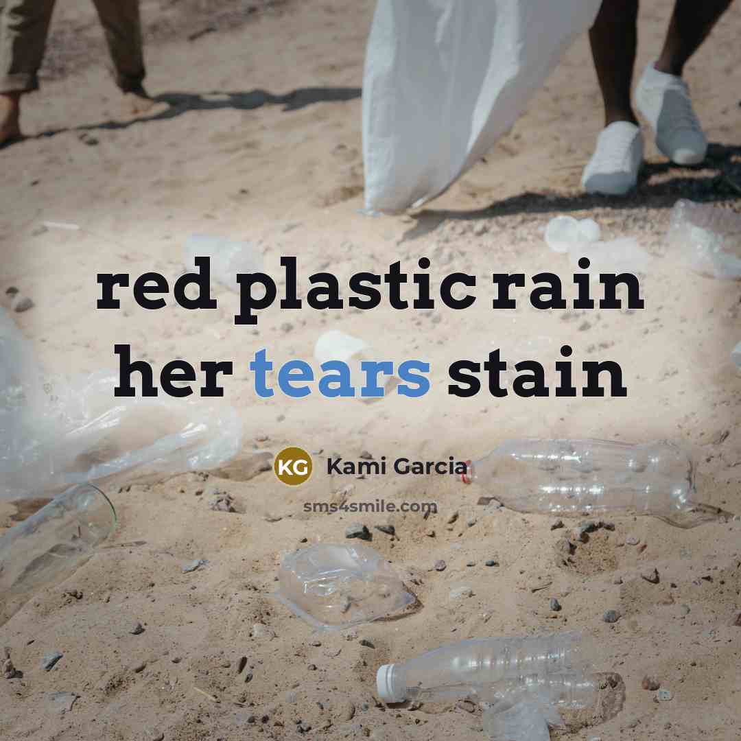 “red plastic rain her tears stain…” quote by Kami Garcia