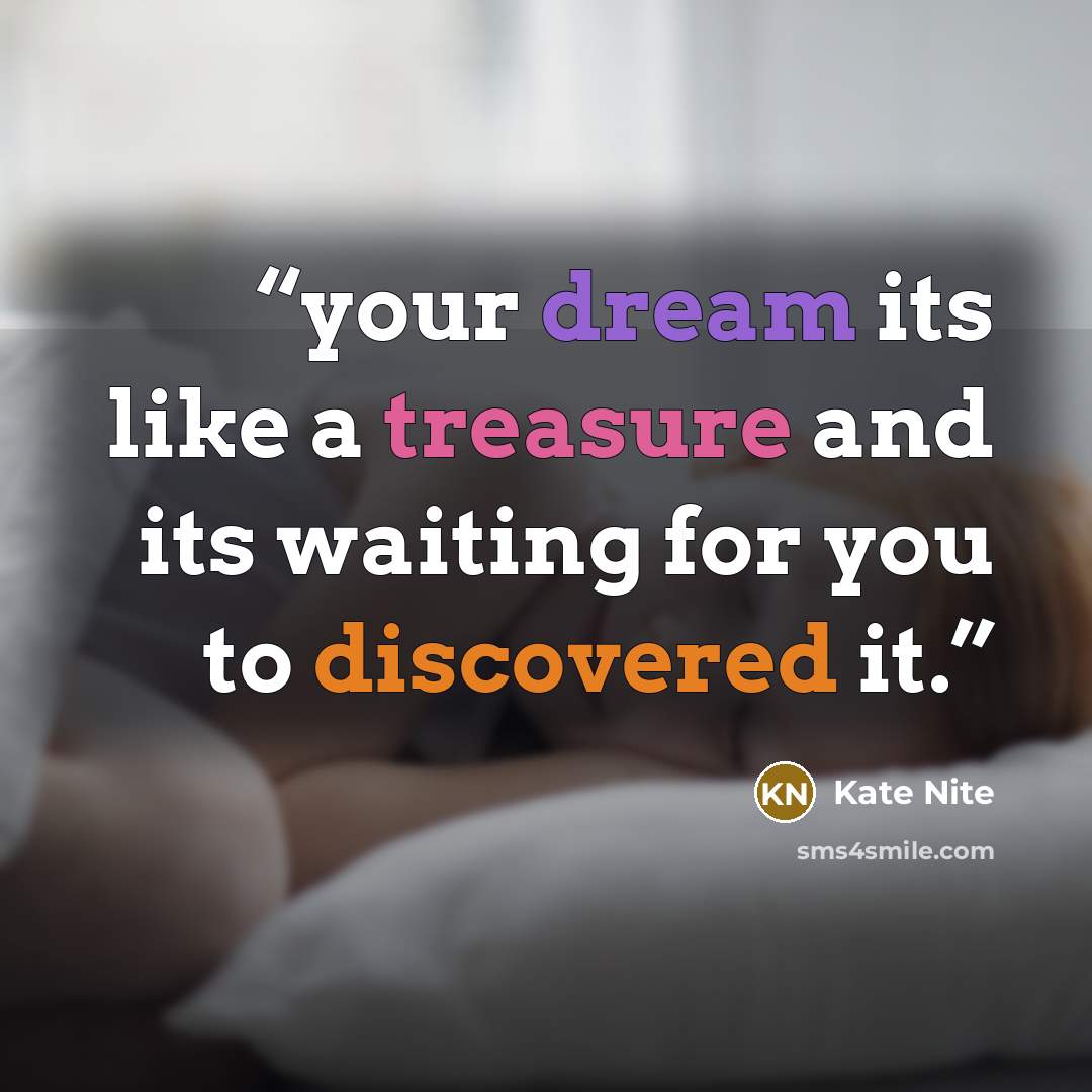“your dream its like a treasure and its waiting for you to discovered it.” quote by Kate Nite