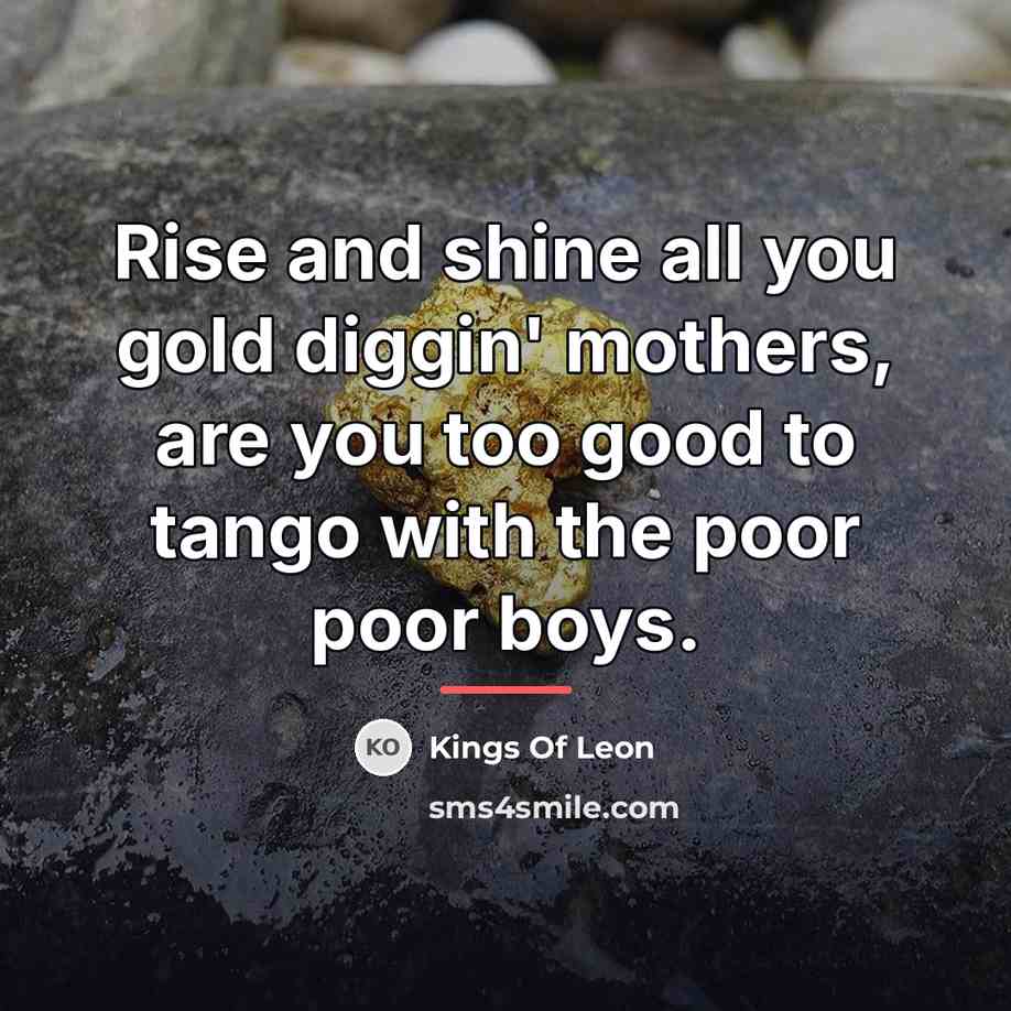 “Rise and shine all you gold diggin' mothers, are you…” quote by Kings Of Leon