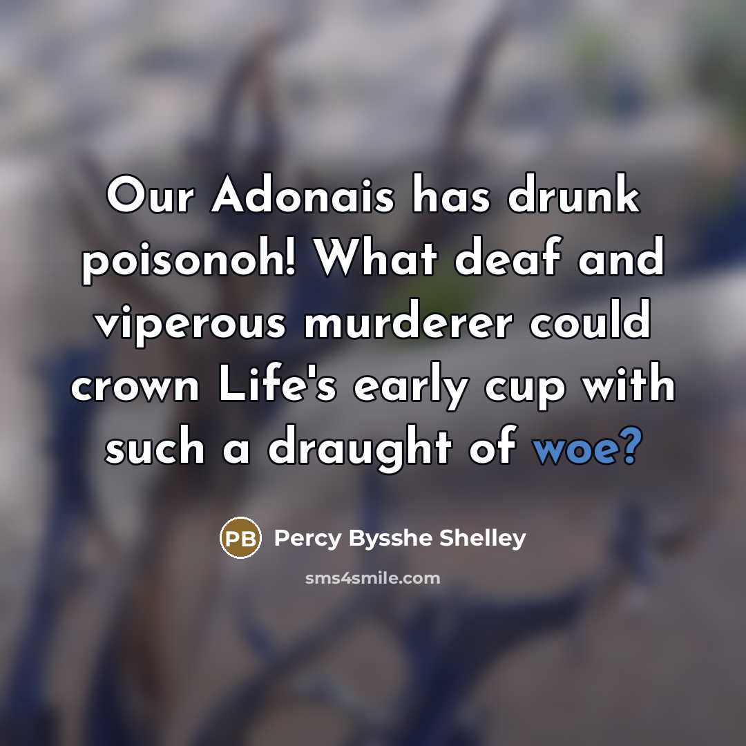 “Our Adonais has drunk poisonoh! What deaf and viperous murderer…” quote by Percy Bysshe Shelley