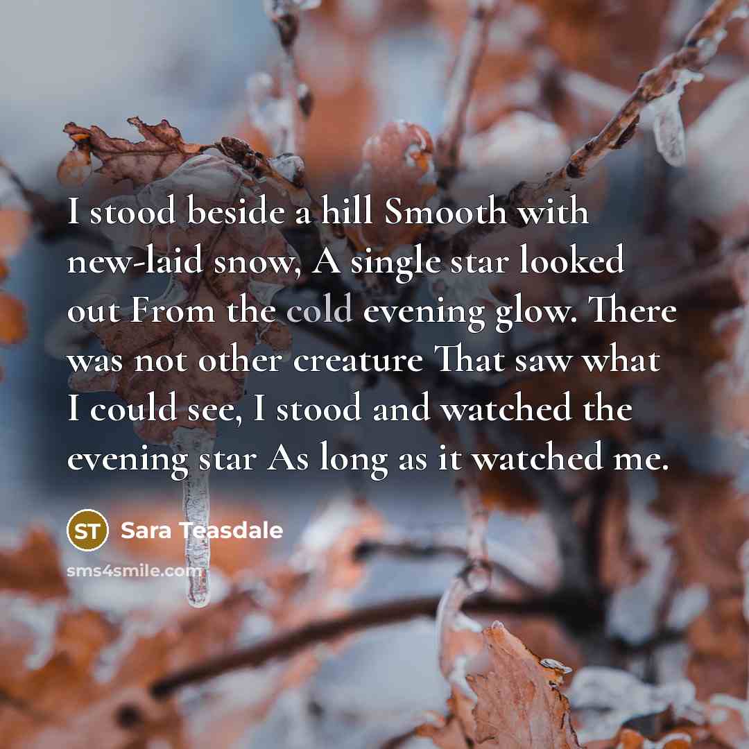 “I stood beside a hill Smooth with new-laid snow, A…” quote by Sara Teasdale